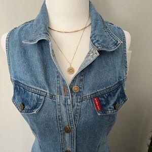 VINTAGE Rampage 90s/Y2K Denim Button Down Maxi Dress Size Small